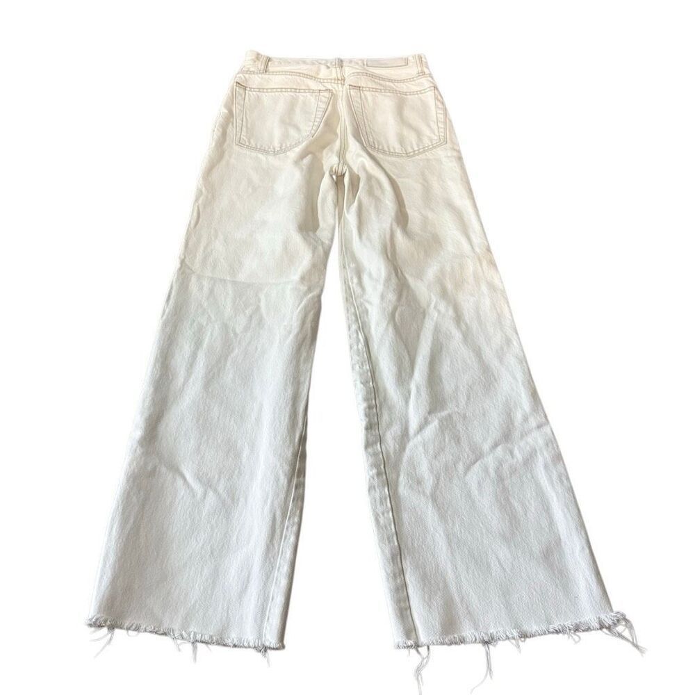 Re/done white high waisted button fly straight leg distressed hem jeans size 26 - Picture 6 of 8